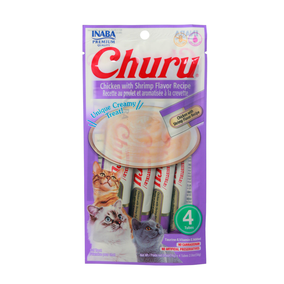 Churu Chicken with Shrimp Flavor – Creamy Lickable Cat Treat (4 Tubes) - Premium from The Pet Station