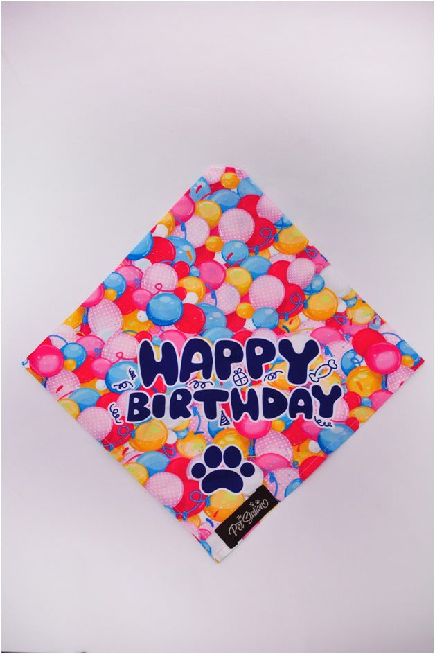 HAPPY BIRTHDAY COLOURFUL BALLOON BANDANA - Premium Accessories from The Pet Station