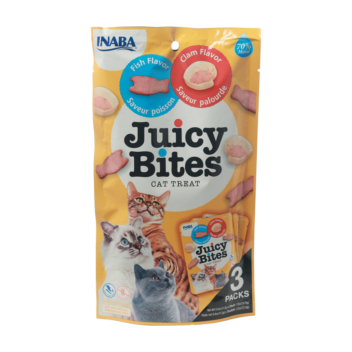 Inaba Juicy Bites Cat Treat – Fish & Clam Flavor (3 Packs) - Premium Cat Treats from The Pet Station 