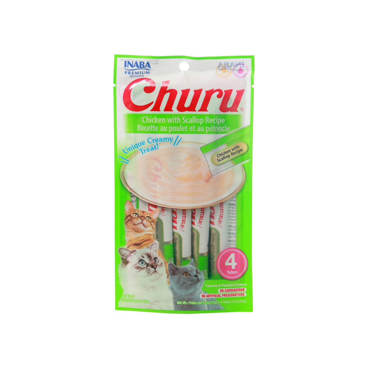 Churu Chicken with Scallop Recipe – Creamy Lickable Cat Treat (4 Tubes) - Premium  from The Pet Station 
