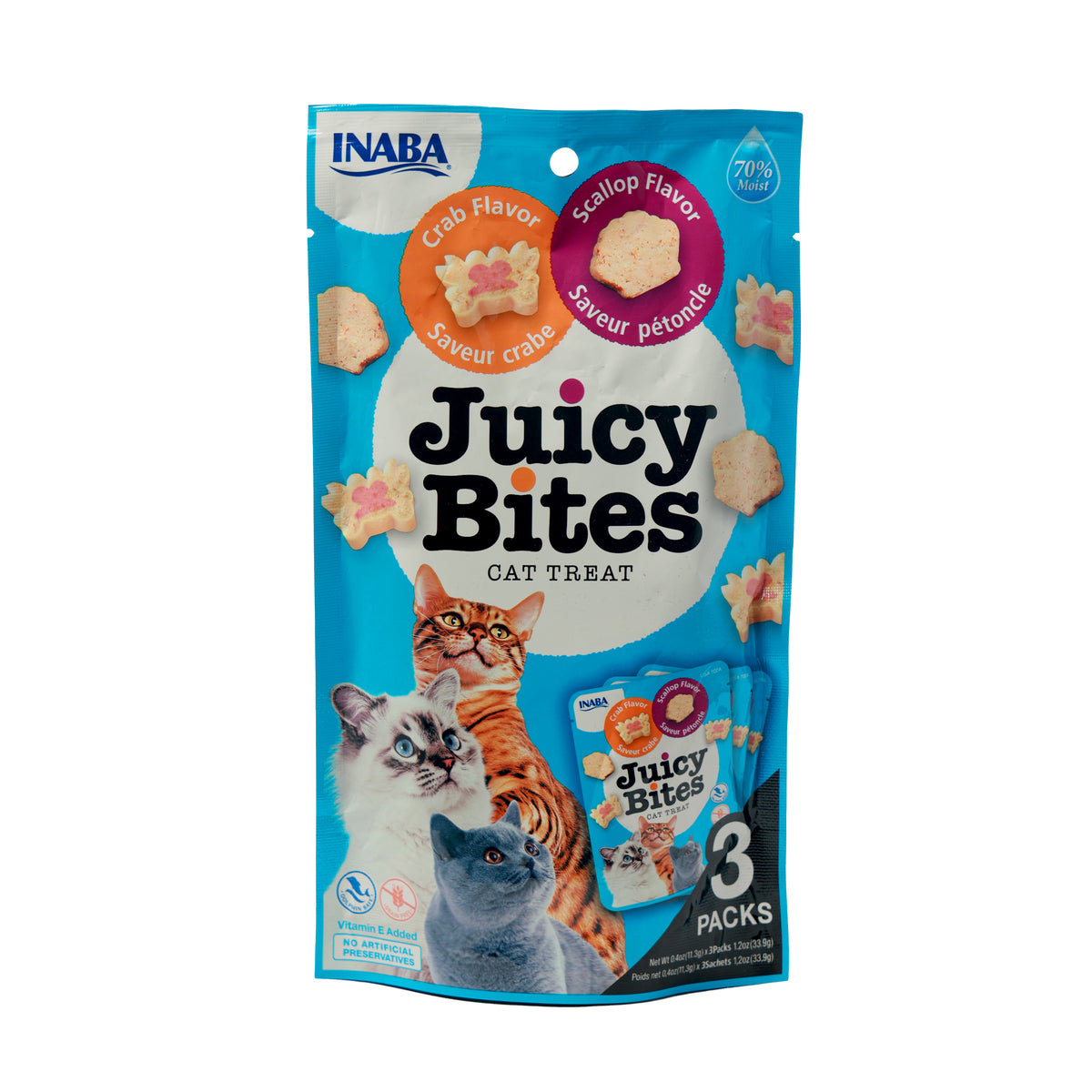 Inaba Juicy Bites Cat Treat – Crab & Scallop Flavor (3 Packs) - Premium Cat Treats from The Pet Station 