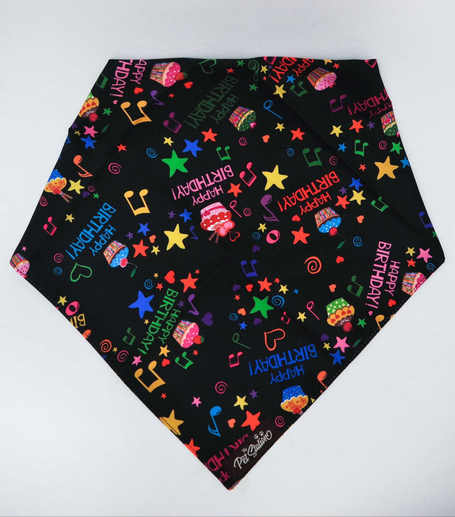 BIRTHDAY CELEBRATION BLACK MULTICOLOURED BANDANA - Premium Accessories from The Pet Station 