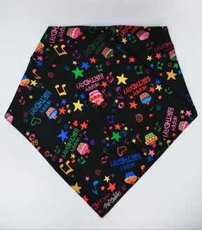 BIRTHDAY CELEBRATION BLACK MULTICOLOURED BANDANA - Premium Accessories from The Pet Station 